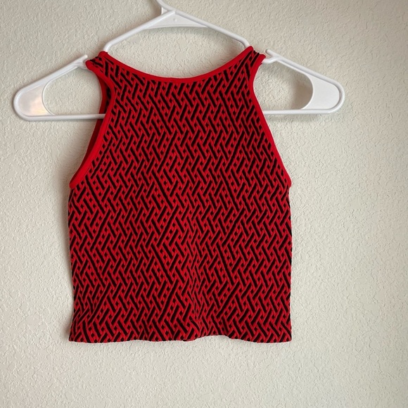 Bebe Geometric Red and Black Tank Top size S - Picture 4 of 5